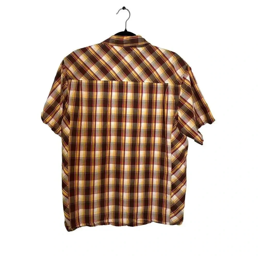 Prana Men’s Plaid Pearl Snap Button Down Short Sleeve Shirt Multicolor Size L
